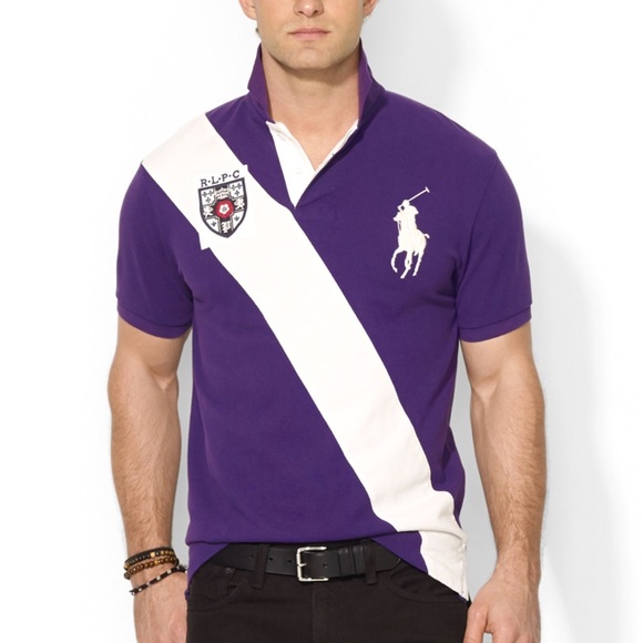 White and purple ralph lauren polo shirt Clearance